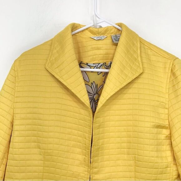 Laura Ashley Sunshine Yellow Lightweight Quilted Floral Lined Blazer Jacket - Picture 3 of 13